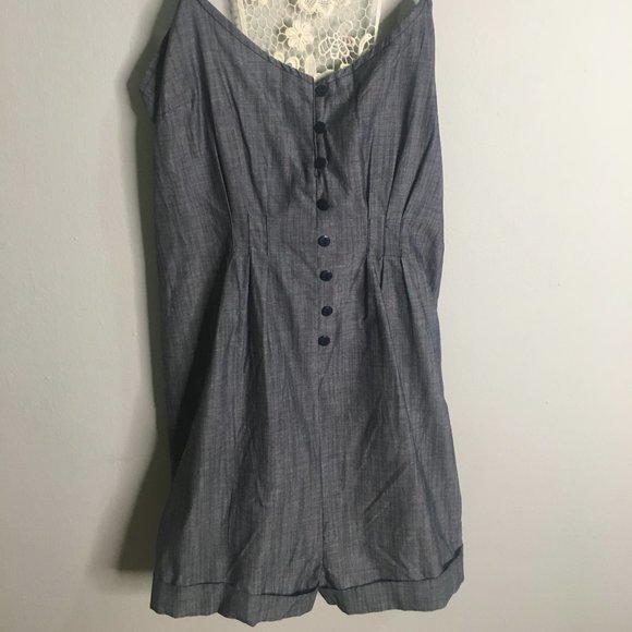 Short Soft Fabric Blue Denim Romper - Item#62 - Picture 6 of 7